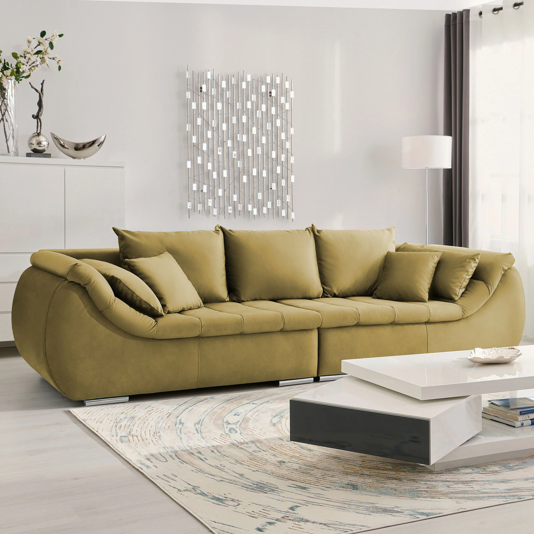 MINIDIAZ Canapea extensibilă, 4 locuri, stofă - Image 176