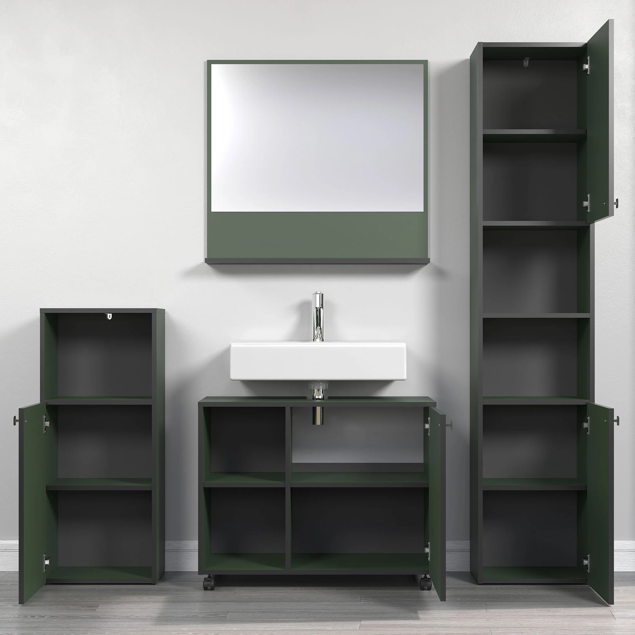 PURE BLISS Set mobilier baie, mască lavoar, coloană, dulap baie, oglindă - Image 3
