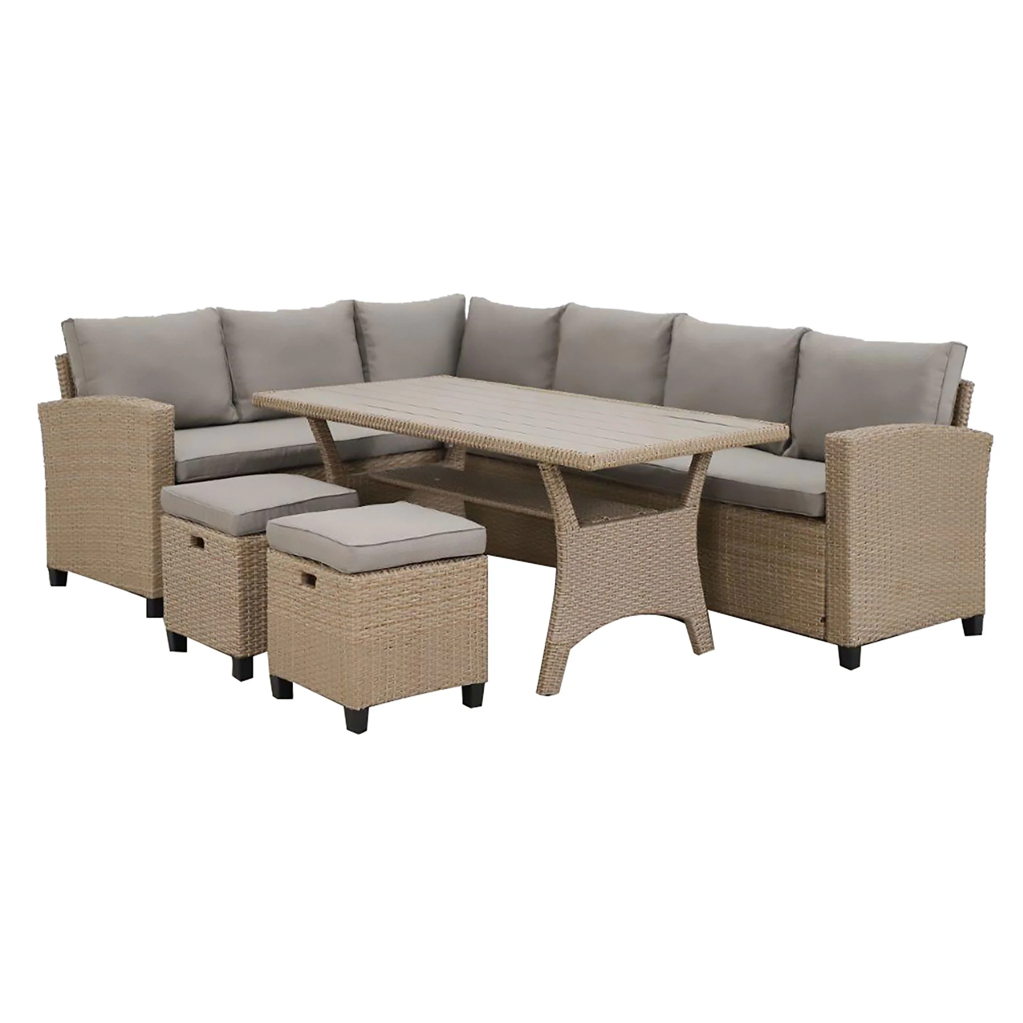 BAXTER Set mobilier terasă/gădină, colțar, masă, 2 taburete