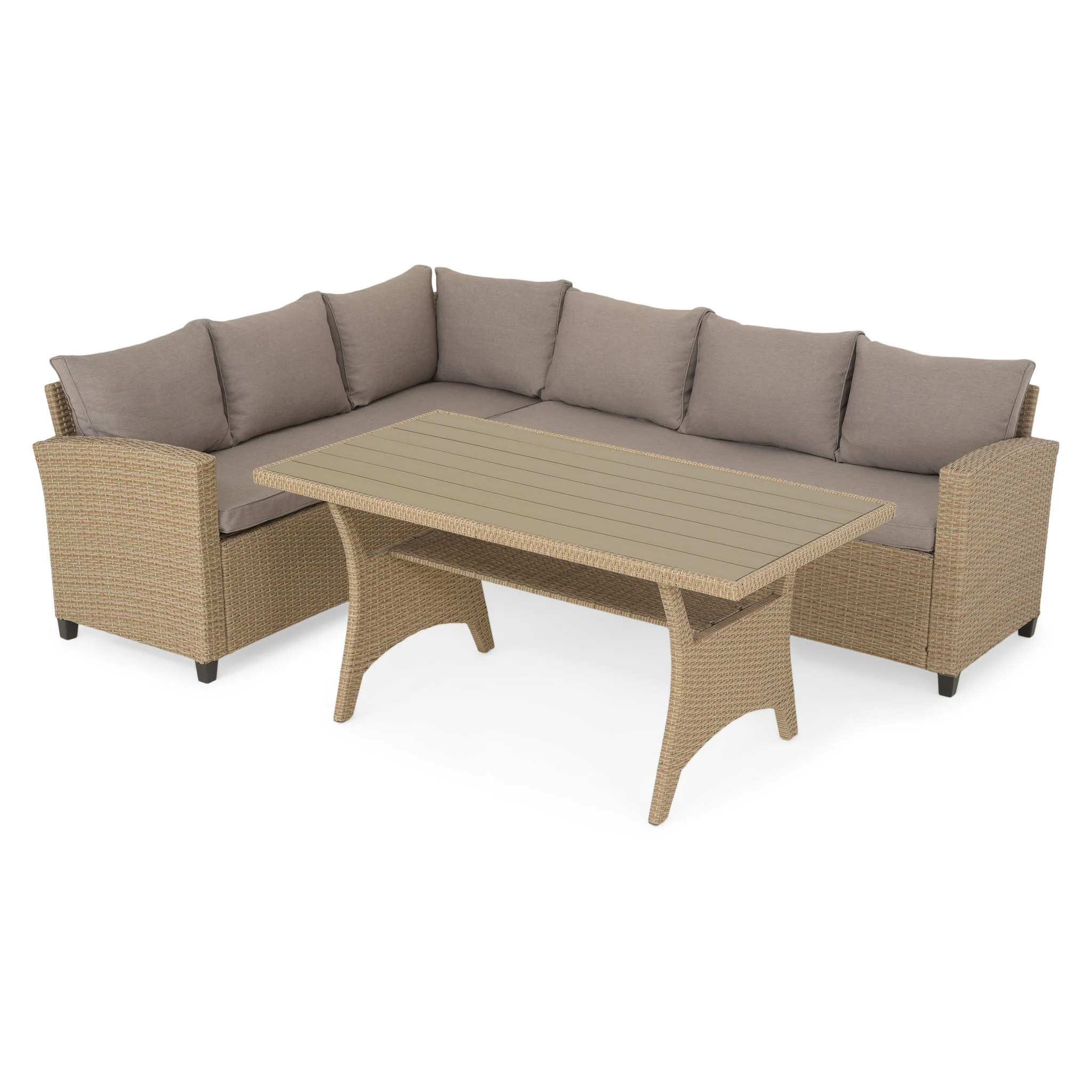 BAXTER Set mobilier terasă/gădină, colțar, masă, 2 taburete - Image 2