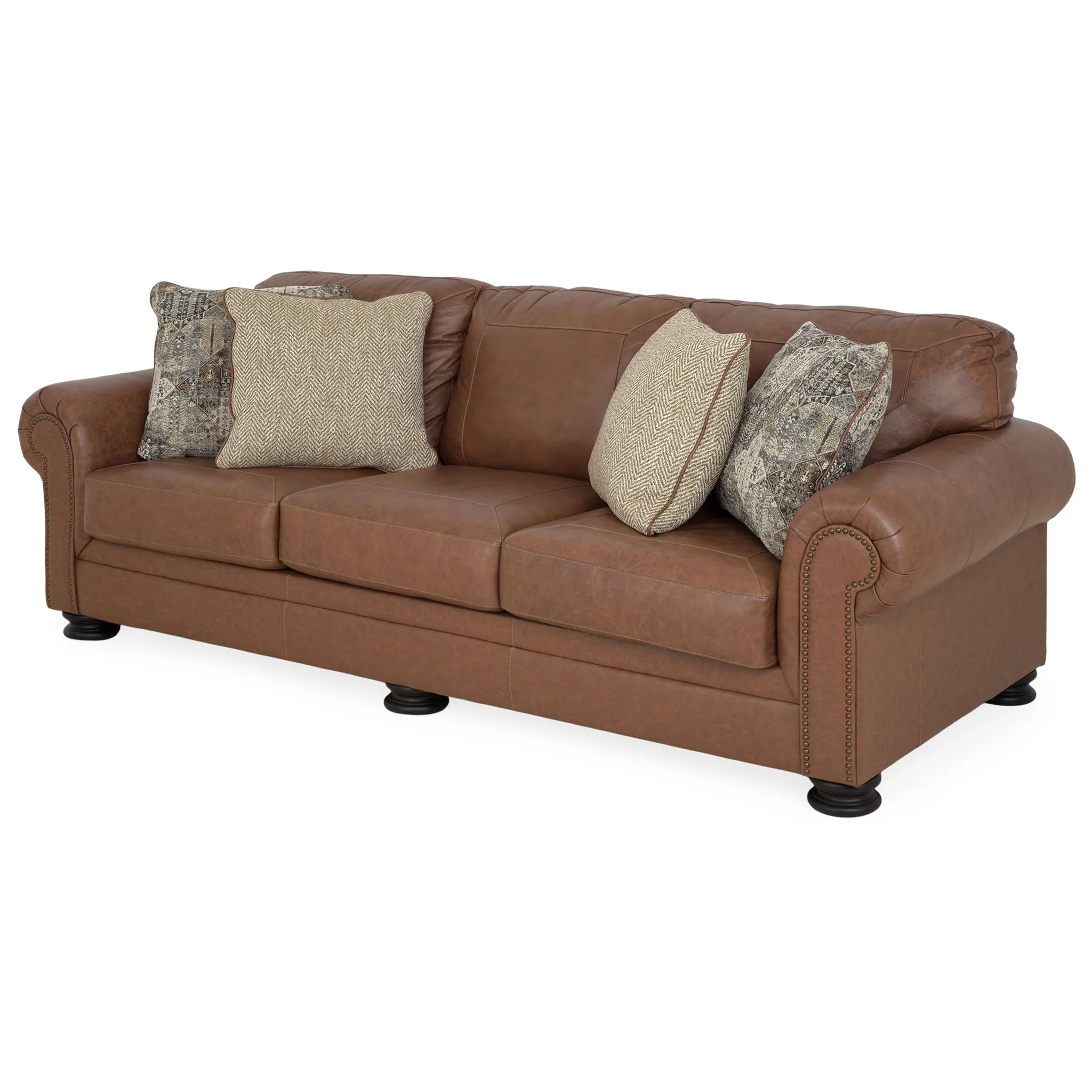 AGNESE Canapea extensibilă, 3 locuri, 4 perne decorative incluse, piele - Image 3