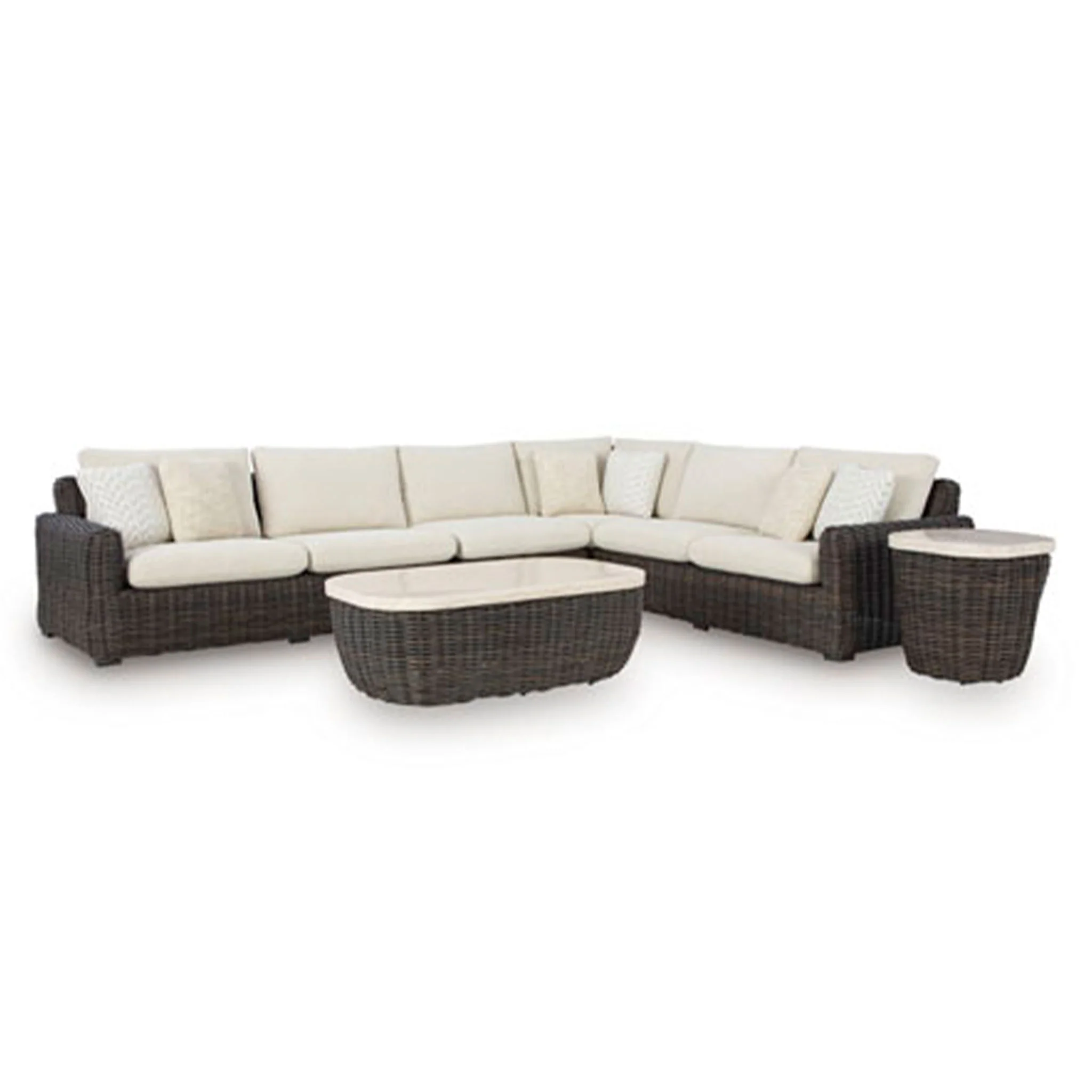 KIMORA Set mobilier terasă/grădină, colțar 4 piese și 2 măsuțe