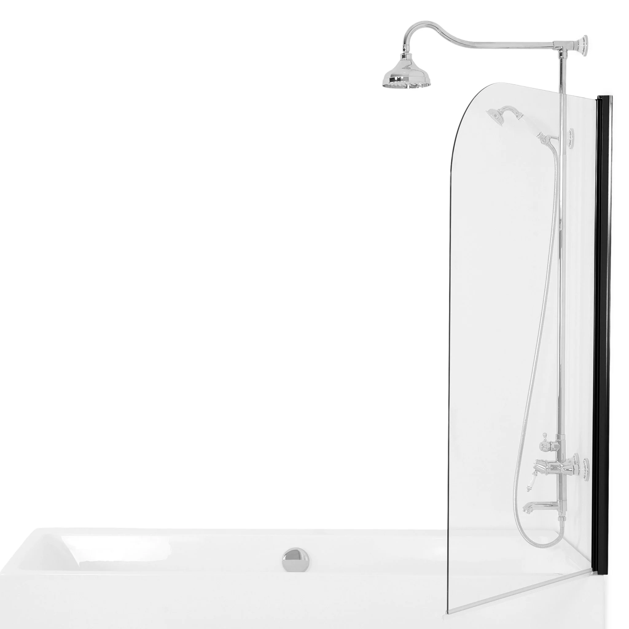 CORAM Paravan cadă, 80x135 cm, 1 element, sticlă clară - Image 10