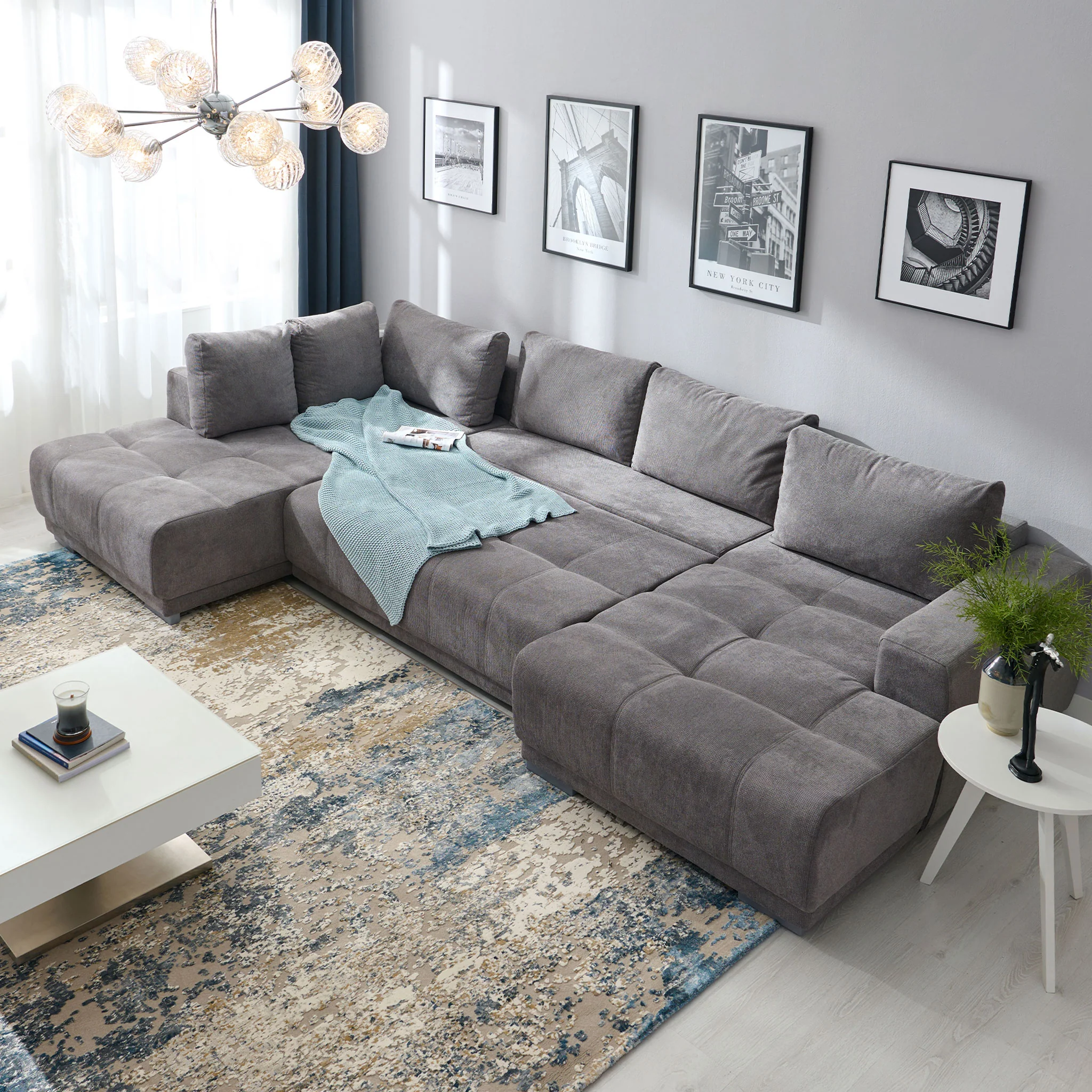 MONZA Ansamblu colțar extensibil stânga/dreapta, stofă - Image 95