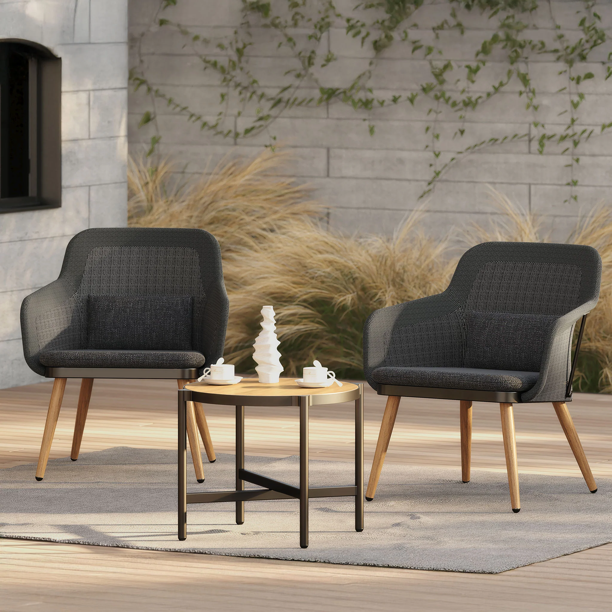 BEZIER Set mobilier terasă/grădină, 2 fotolii și măsuță - Image 3