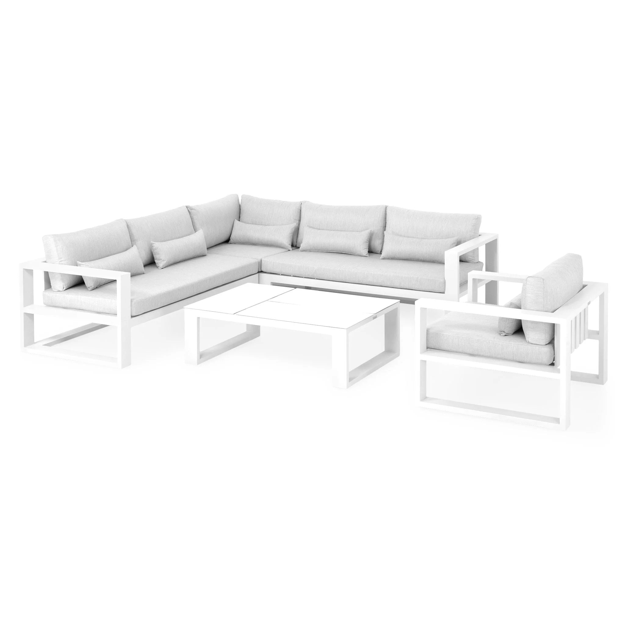 FERMO Set mobilier terasă/grădină, 2 canapele, fotoliu, element colț și masă - Image 3