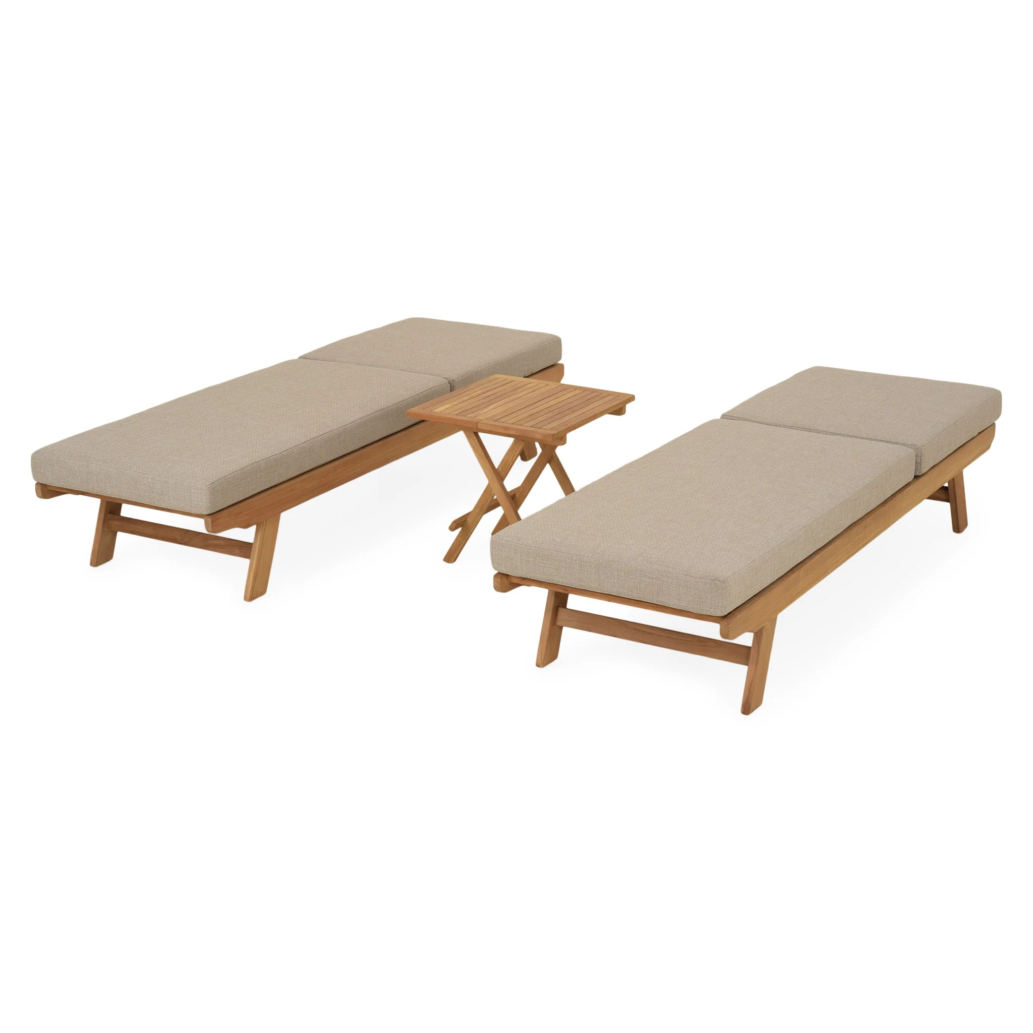 LUXOR Set mobilier terasă/grădină, 2 șezlonguri și măsuță - Image 4