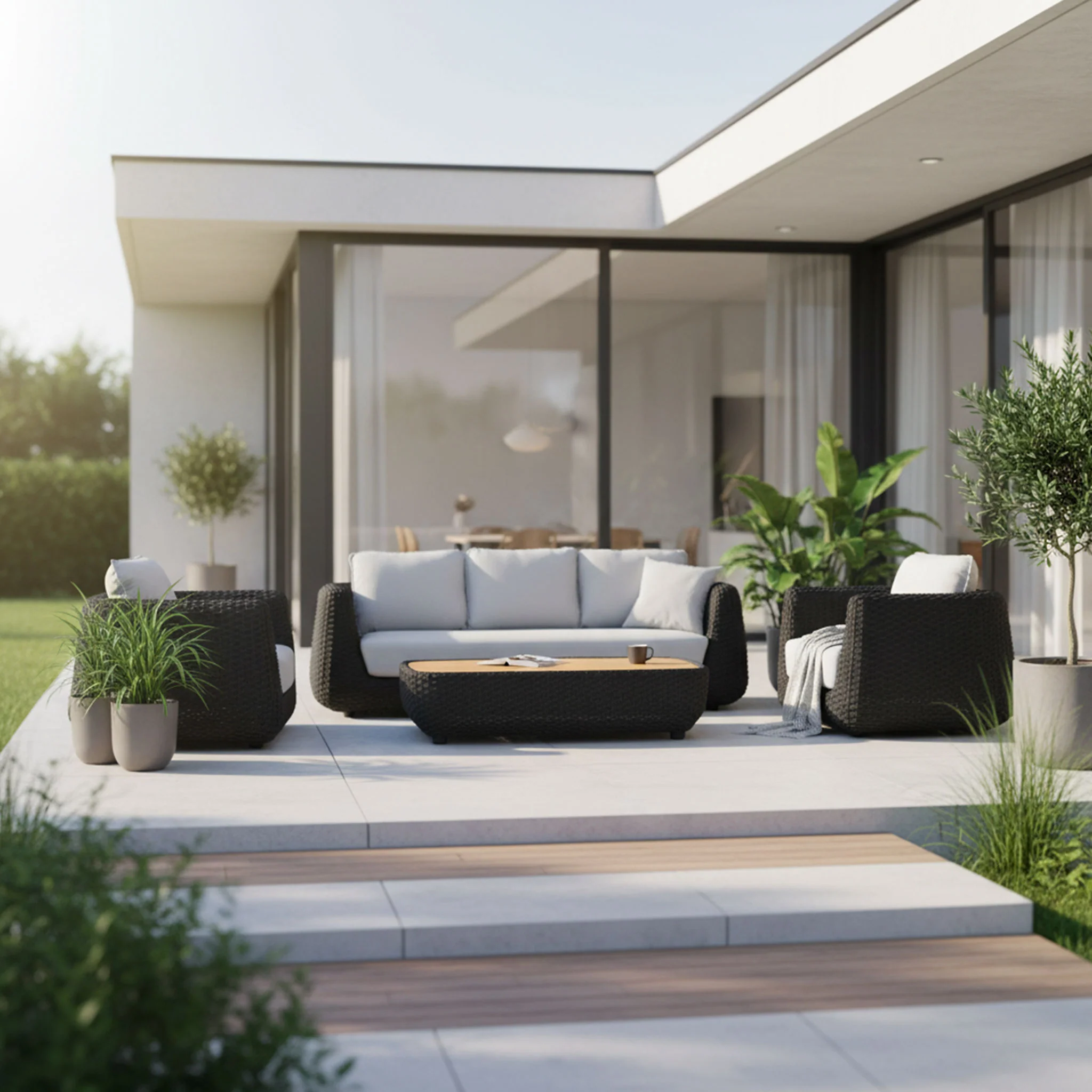 SAINT TROPEZ Set mobilier terasă/grădină, 2 fotolii, canapea și măsuță - Image 2