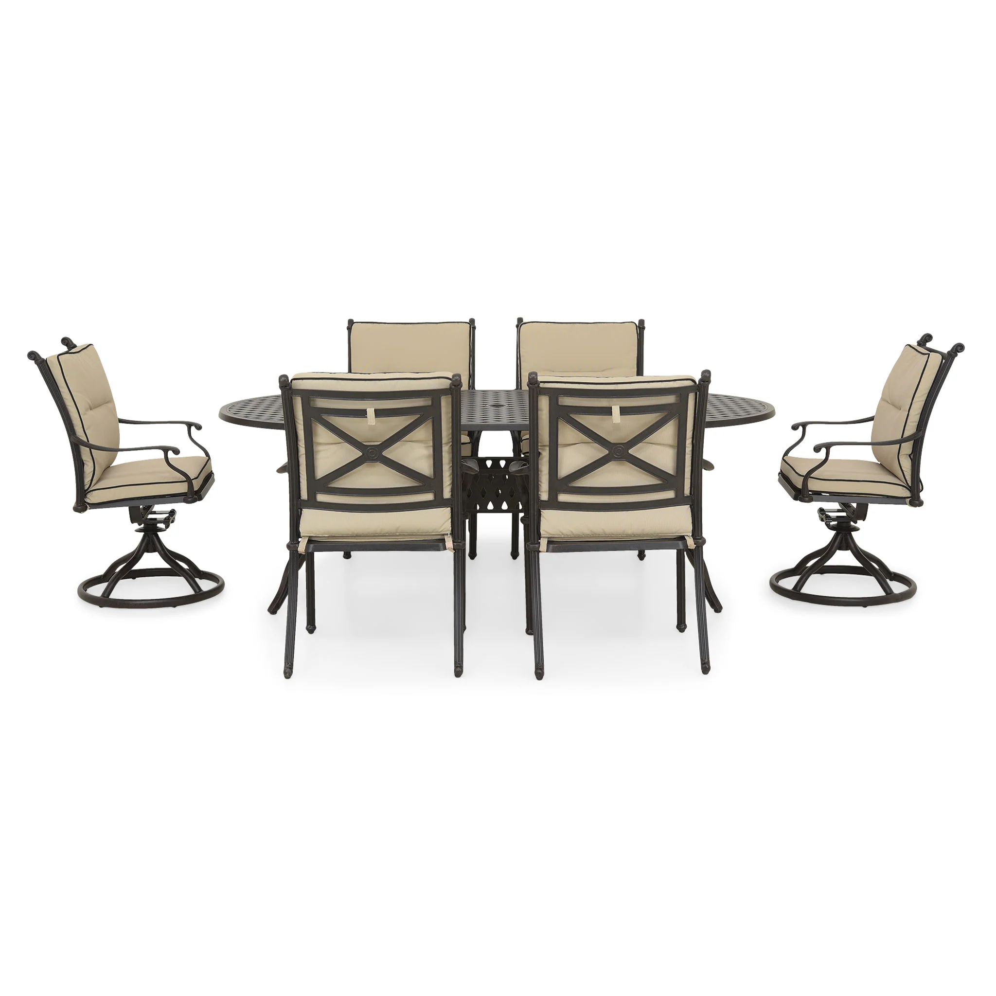 KINGSTON Set mobilier terasă/grădină, 4 scaune, 2 balansoare și masă