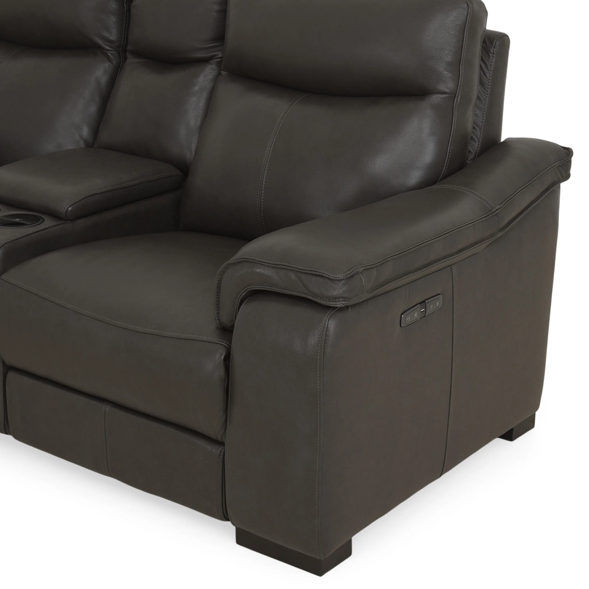 CONWAY Canapea 2 locuri, 2 reclinere electrice, wireless charger, mecanism tetieră electrică, consolă depozitare, suport pahar hot/cold, piele - Image 23