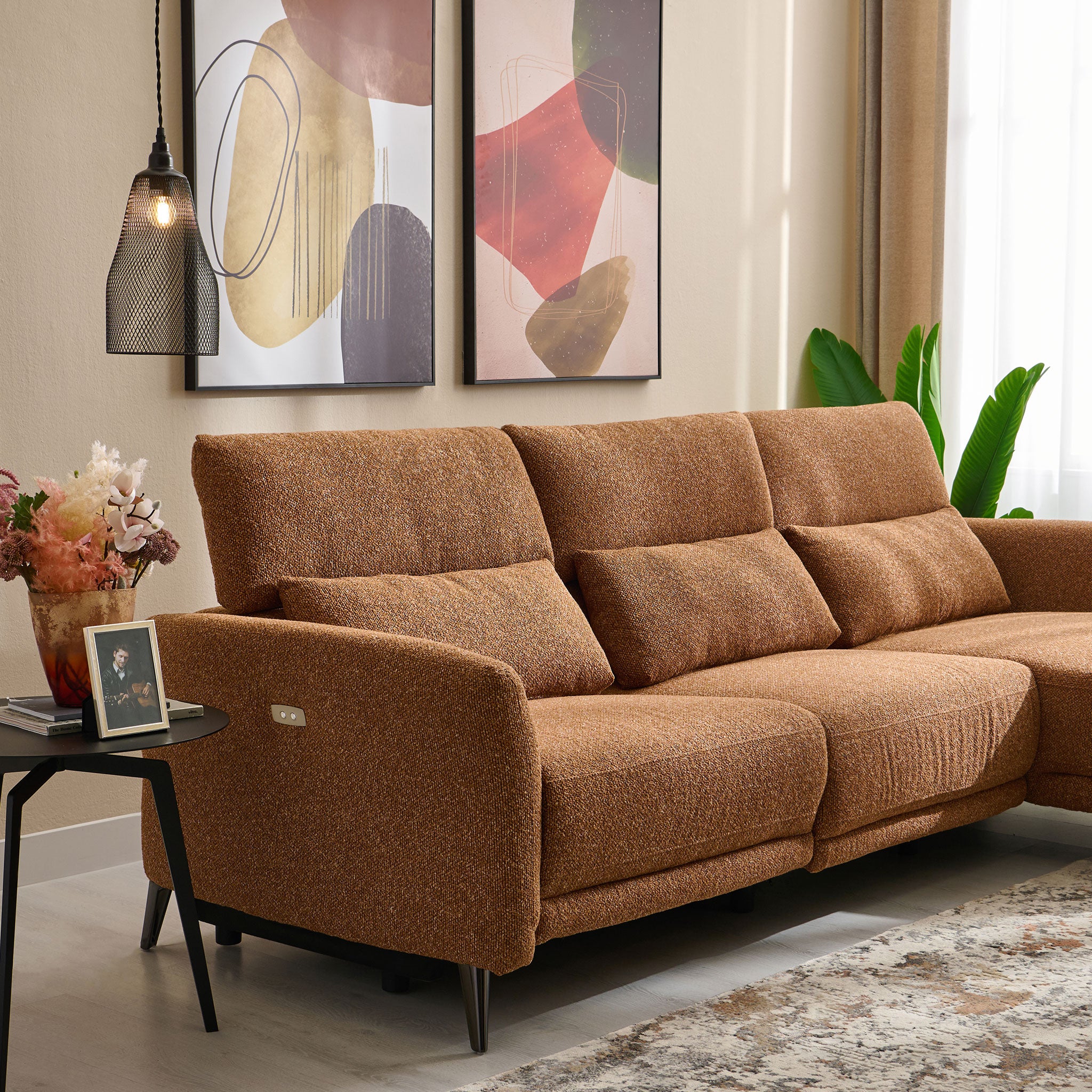 GRACEVILLE Colțar cu șezlong stânga/dreapta, 1 recliner electric, stofă - Image 34