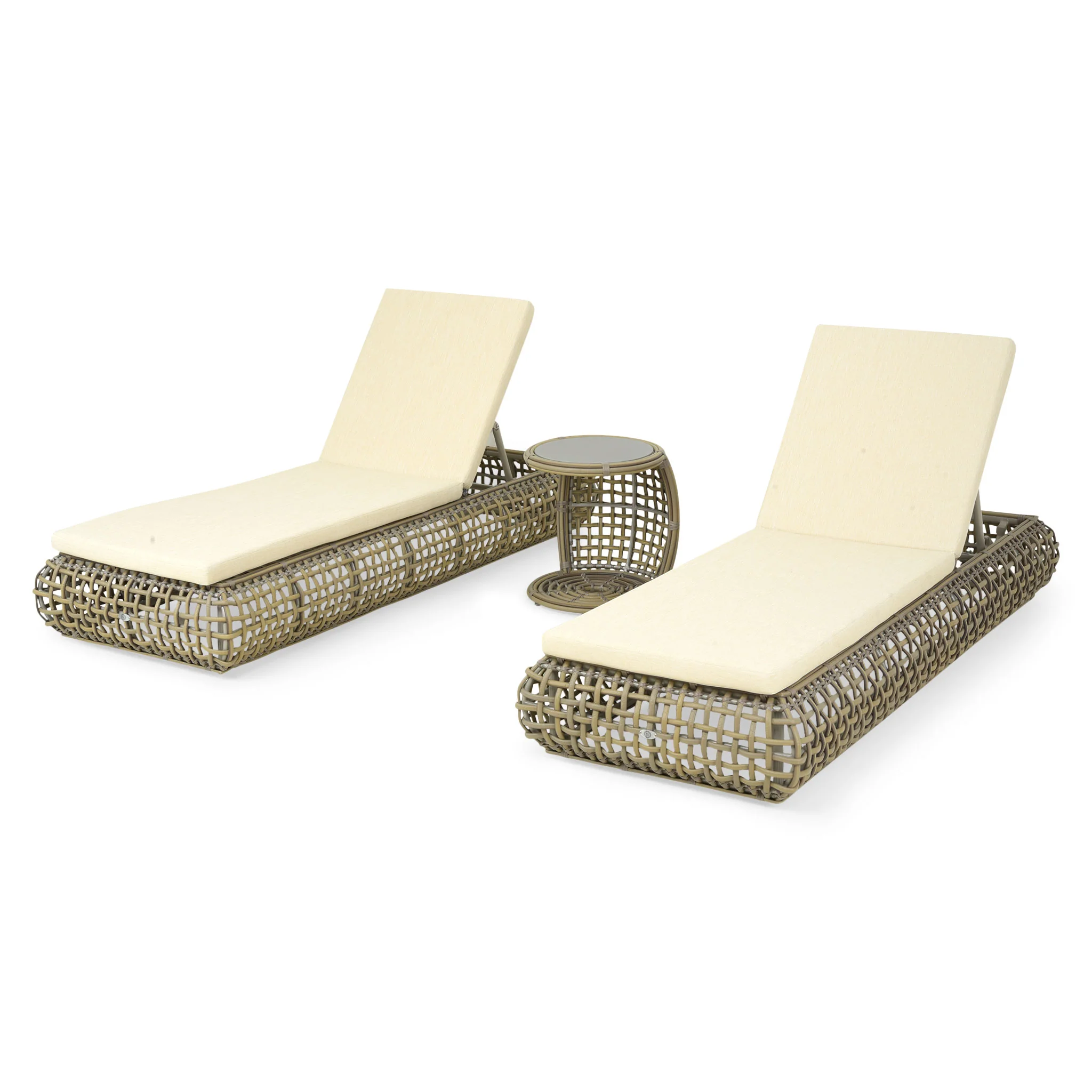 DINASTY Set mobilier terasă/grădină, 2 șezlonguri și măsuță