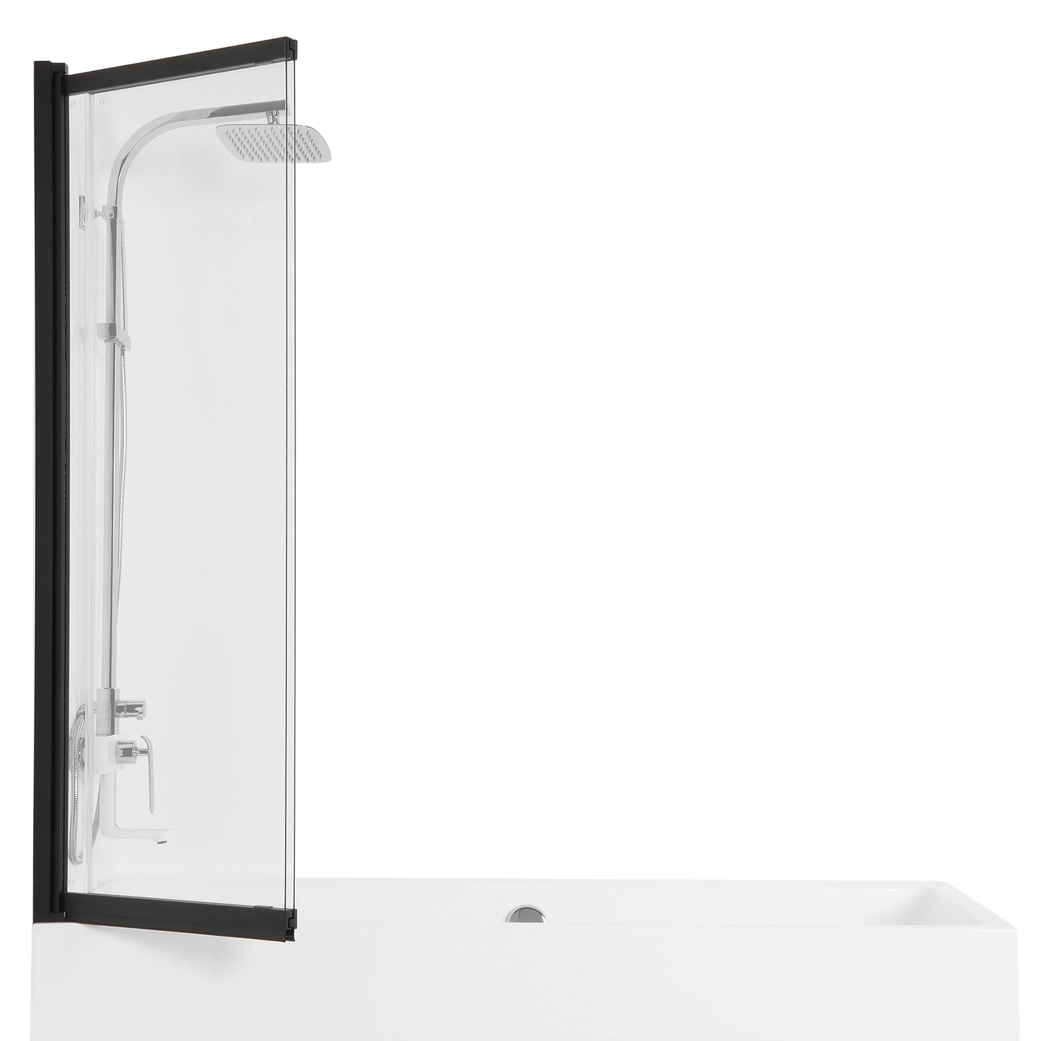 SOLVA Paravan cadă, 90x150cm, 2 elemente, sticlă clară - Image 16