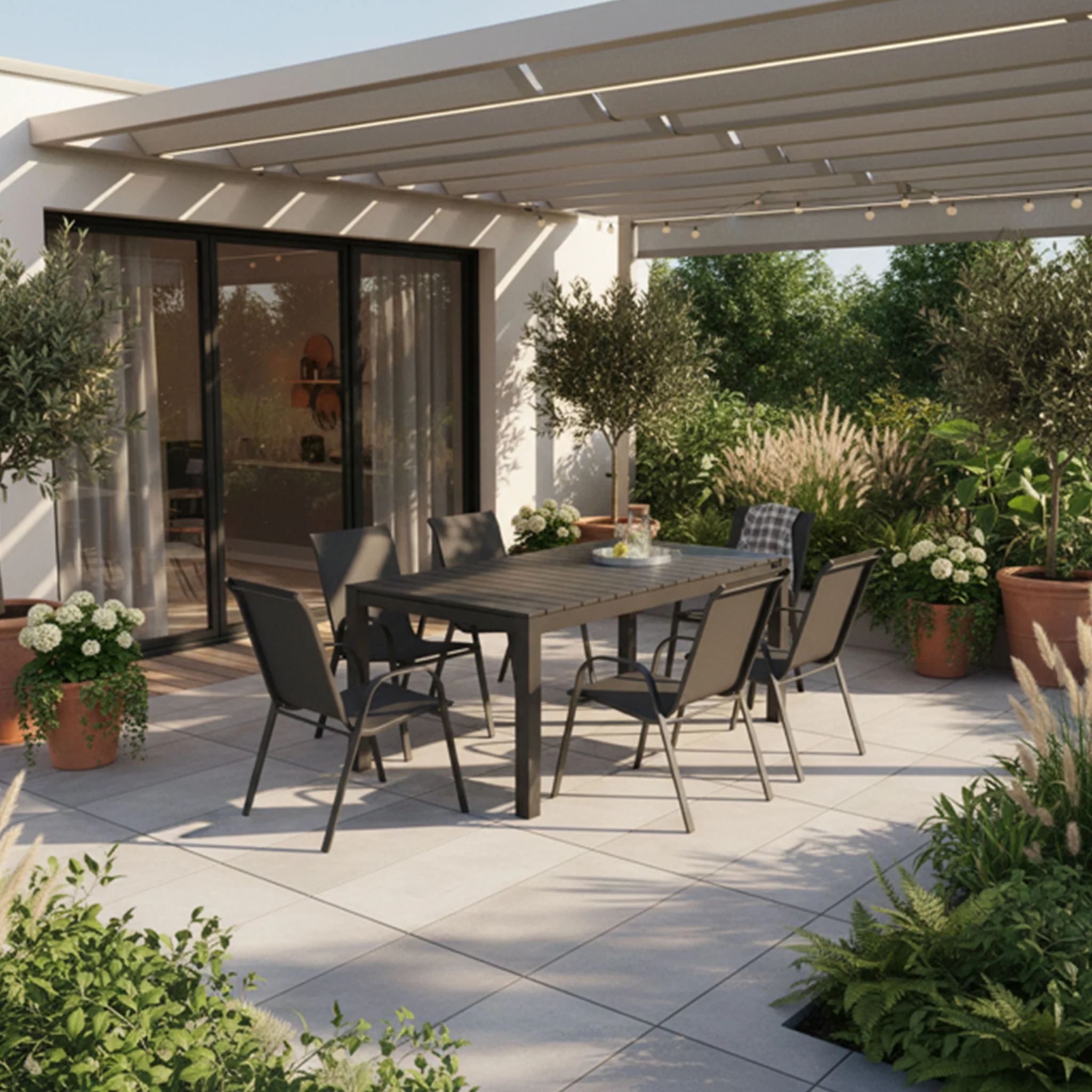 ENCORE/BASIC Set mobilier terasă/grădină, 6 scaune și masă extensibilă - Image 2