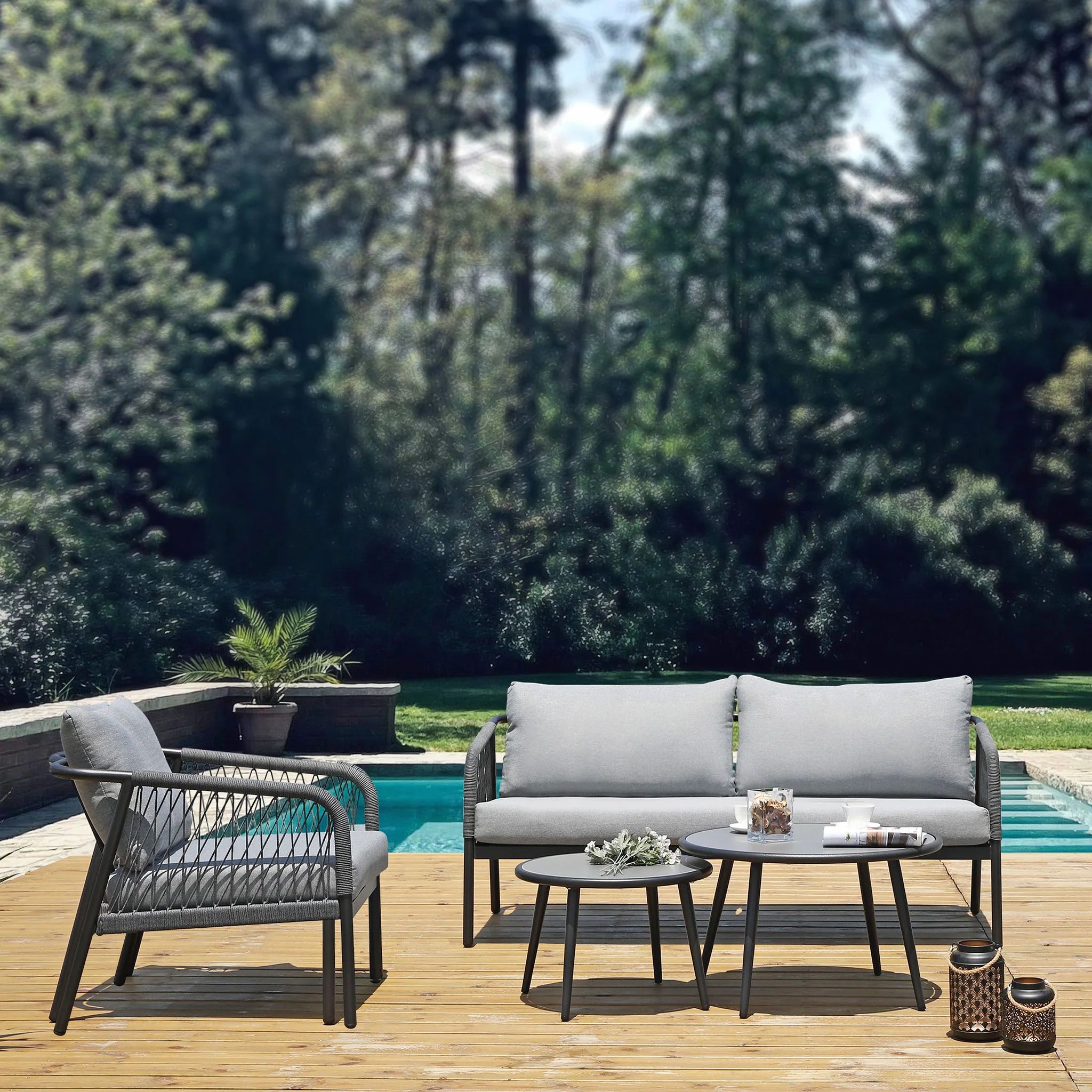 TIVOLI Set mobilier terasă/gădină, canapea, 2 fotolii și 2 măsuțe - Image 2