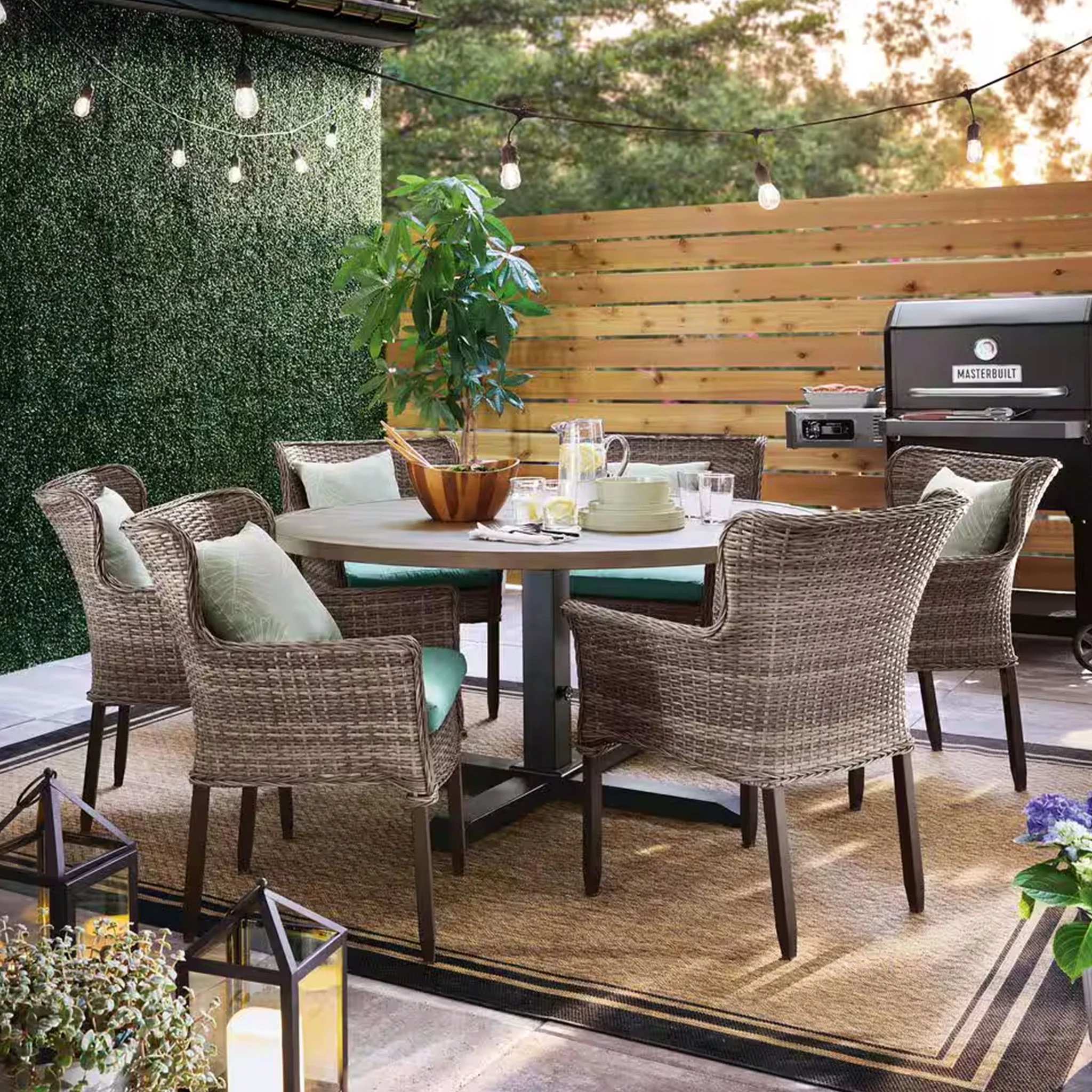 LUCAS Set mobilier terasă/grădină, 6 scaune și masă - Image 2