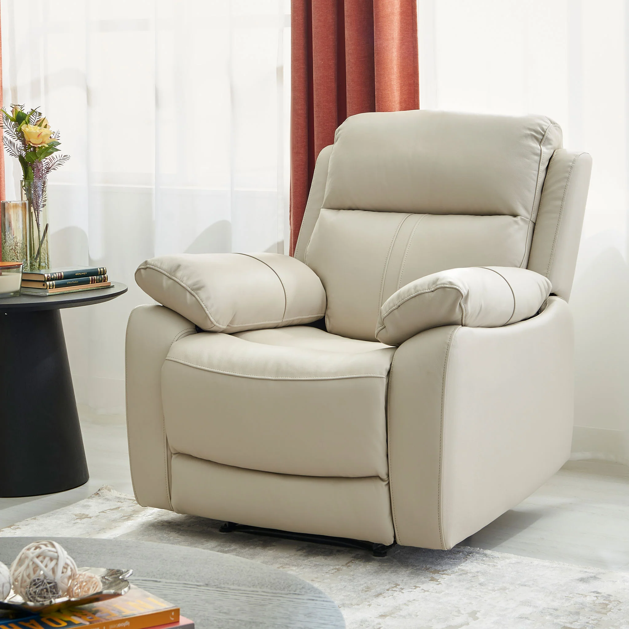 HUDSON Fotoliu, recliner manual, piele naturală - Image 2