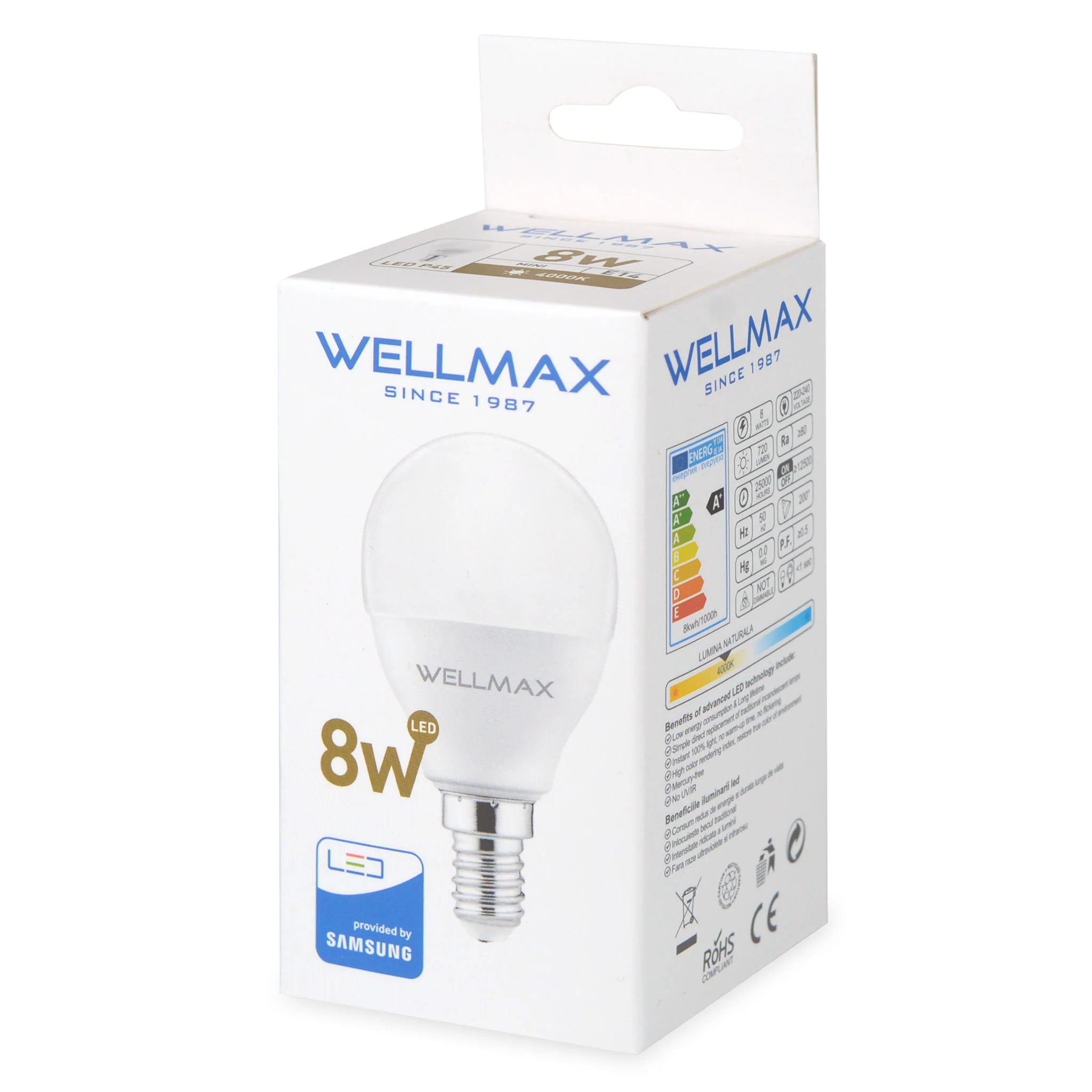 WELLMAX Bec LED 8W E14 - Image 4
